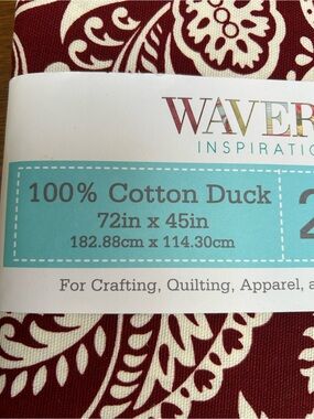 Waverly Cotton Duck Fabric in Burgundy and Cream Floral Print